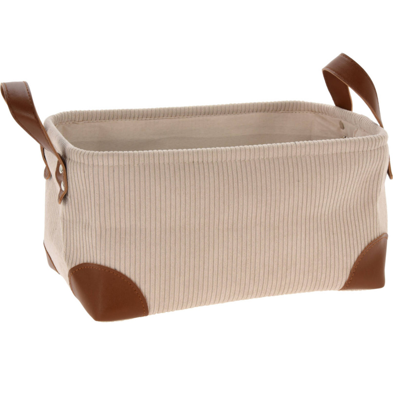 Home Styling Collection Úložný košík, manšestr s uchy, 30 x 20 x 15 cm béžová