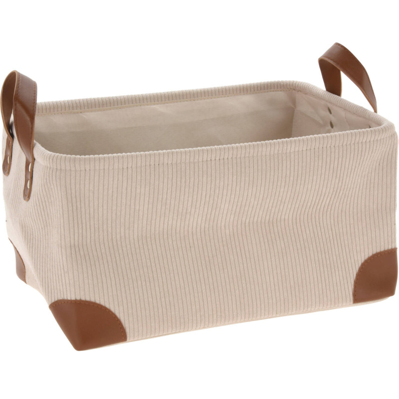 Home Styling Collection Úložný košík, manšestr s uchy, 36 x 26 x 19 cm béžová