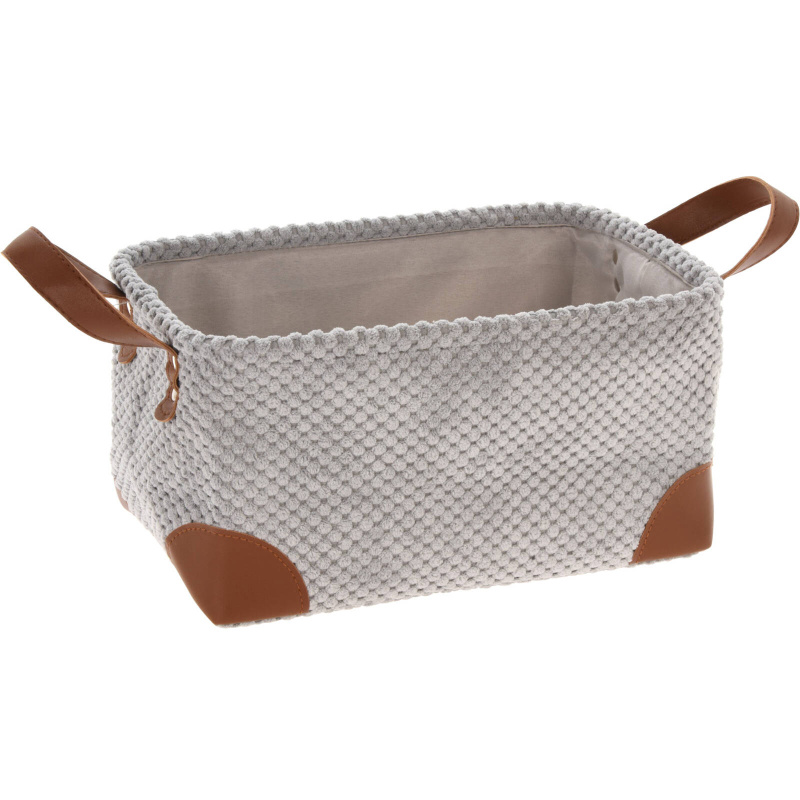 Home Styling Collection Úložný košík, manšestr s uchy, 30 x 20 x 15 cm šedá