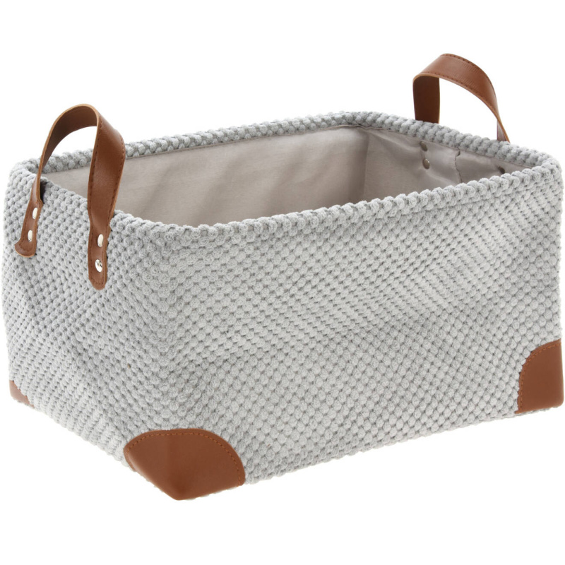 Home Styling Collection Úložný košík, manšestr s uchy, 36 x 26 x 19 cm šedá