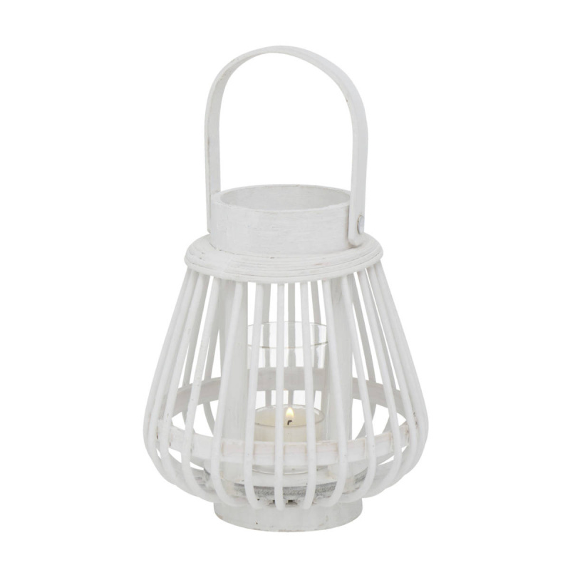 Boltze Home Bambusová lucerna ILVIE ,16 cm, tealight, bílá bílá
