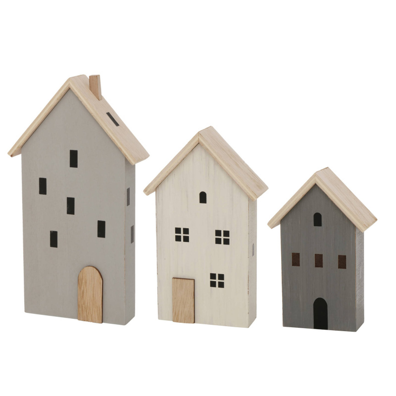 Boltze Home Dekorační domky Kelling, 3 kusy MDF, vícebarevné vícebarevná