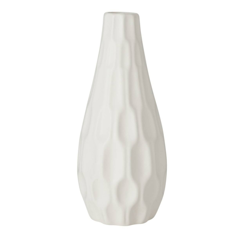 Boltze Home Dekorační váza z kameniny, Lenja, 24 x 10 cm bílá