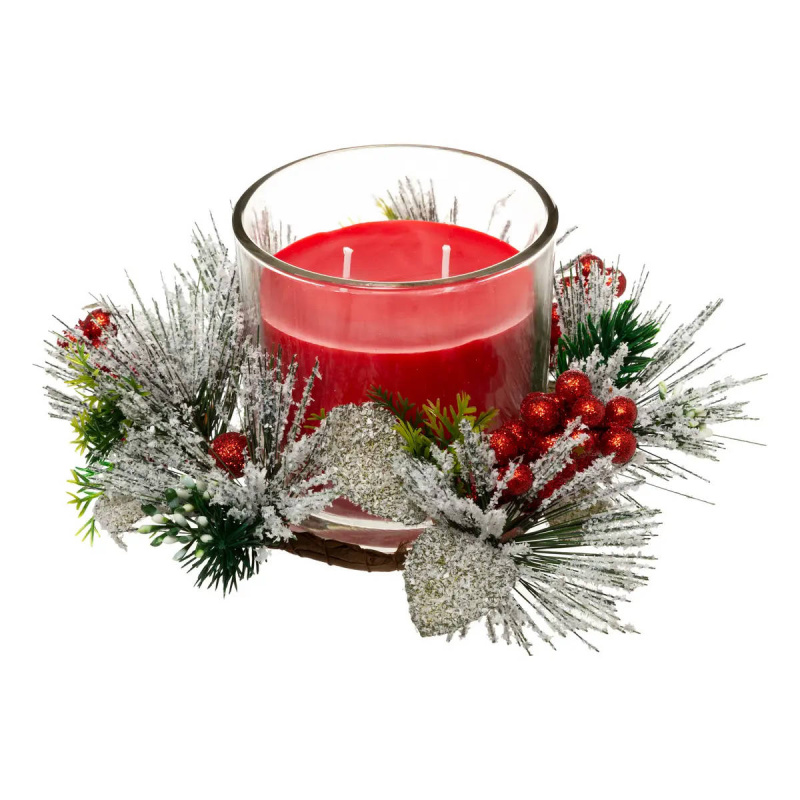 Atmosphera Vánoční věnec s červenou svíčkou, 270 g červená