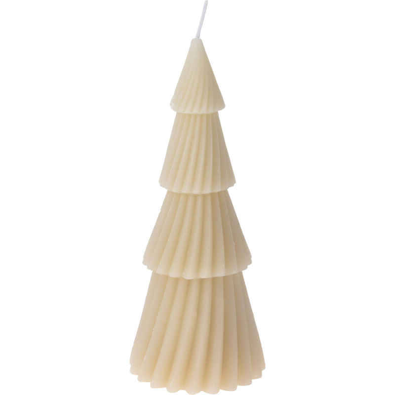Home Styling Collection Vánoční svíčka ve tvaru vánočního stromečku, 7 x 21 cm, béžová béžová