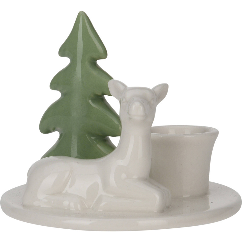 Home Styling Collection Keramický svícen se stromečkem, 8 cm, vzor jikry bílá