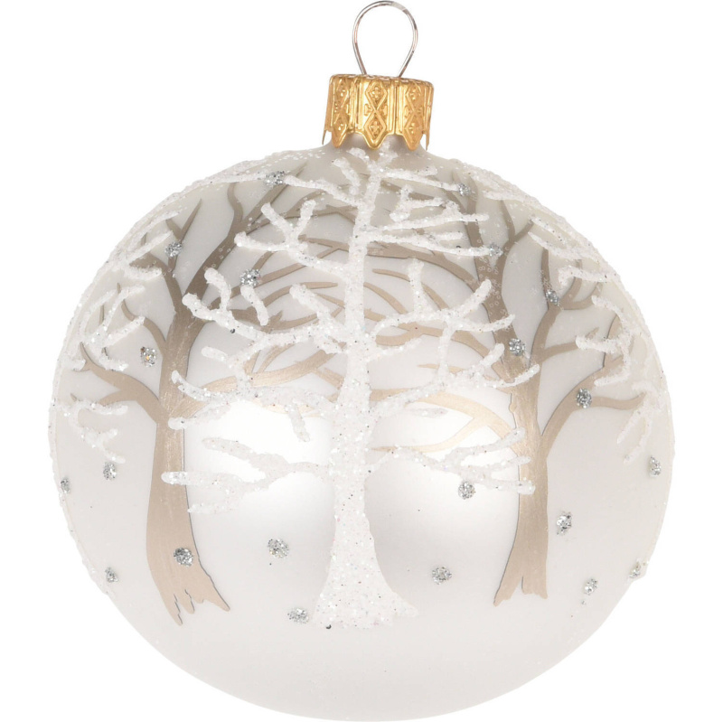 Home Styling Collection Skleněná vánoční ozdoba s brokátovým zdobením, ? 8 cm bílá