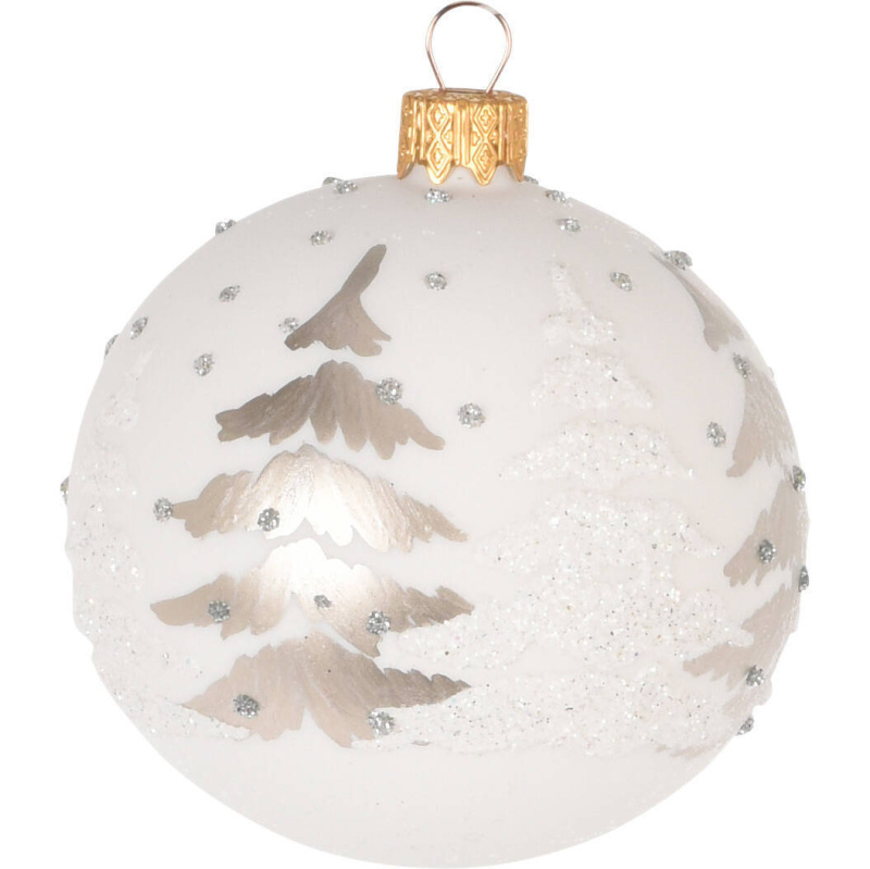 Home Styling Collection Skleněná vánoční ozdoba s brokátovým zdobením, Ø 8 cm bílá