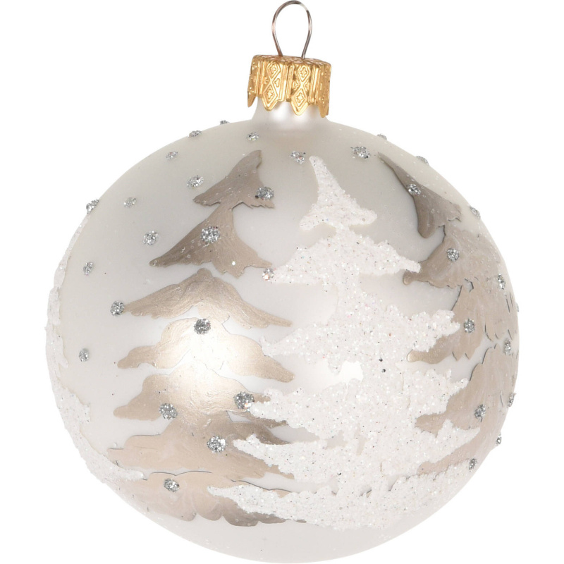 Home Styling Collection Skleněná vánoční ozdoba s brokátovým zdobením, Ø 10 cm bílá