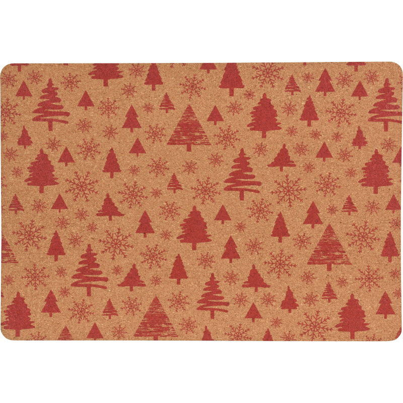 Home Styling Collection Korková podložka, vánoční vzor stromků, 40 x 30 cm hnědá