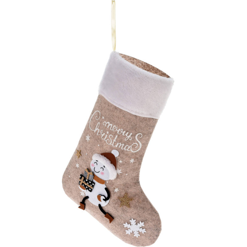 Home Styling Collection Vánoční ponožka na krb, 25 x 39,5 cm, béžová béžová