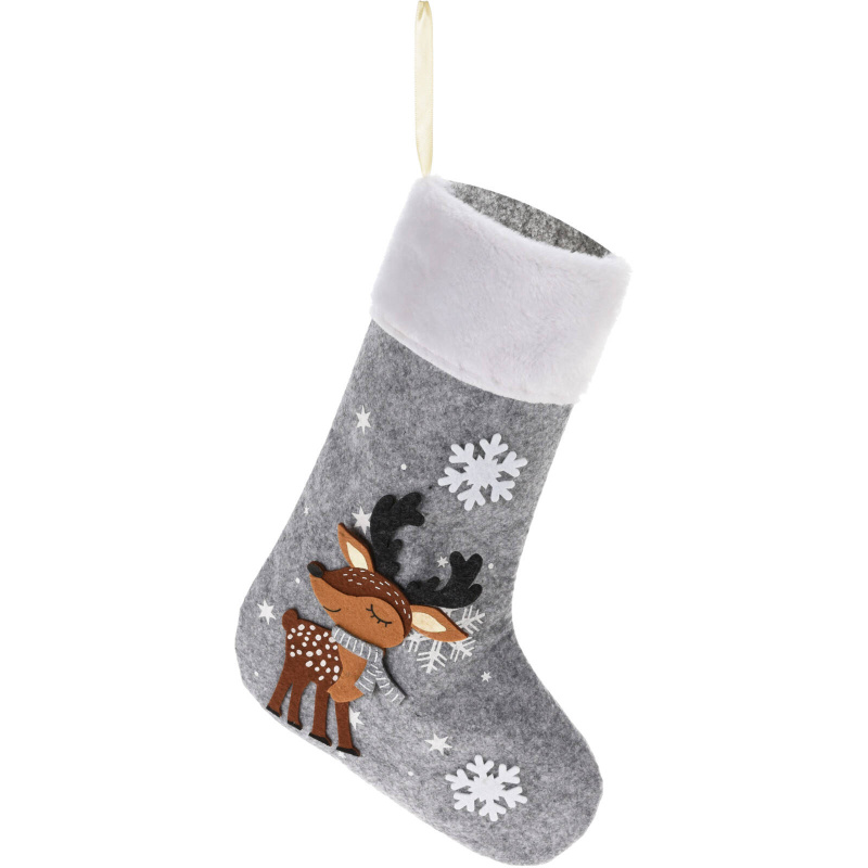 Home Styling Collection Vánoční ponožka na krb, 25 x 39,5 cm, světle šedá barva šedá
