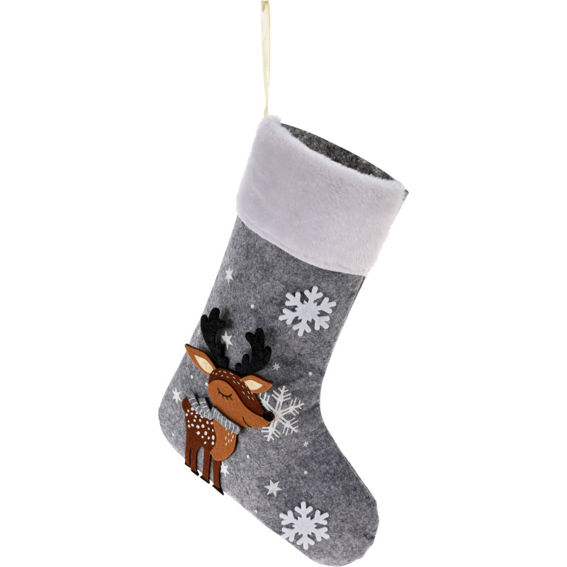 Home Styling Collection Vánoční ponožka na krb, 25 x 39,5 cm, tmavě šedá barva šedá
