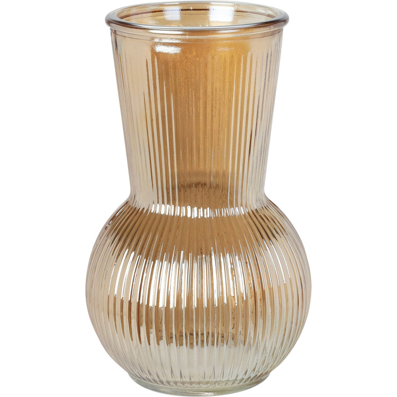 Home Styling Collection Váza ze žebrovaného skla, 20 cm žlutá