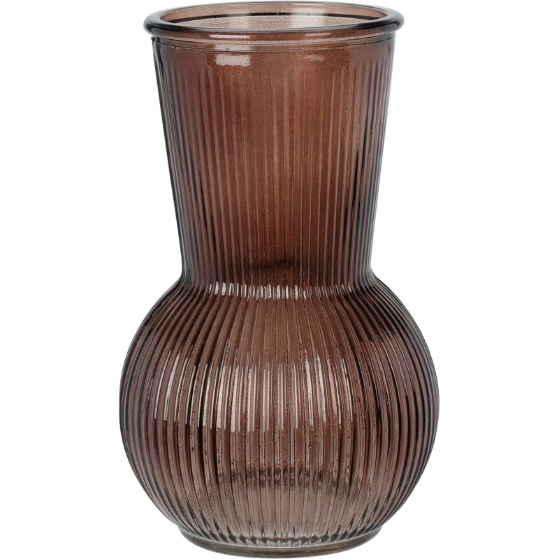 Home Styling Collection Váza ze žebrovaného skla, 20 cm hnědý