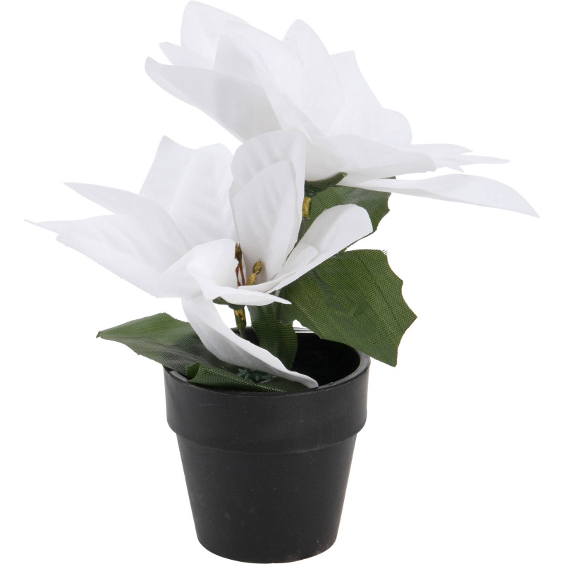 Home Styling Collection Umělá betlémská hvězda v květináči, výš, 18 cm, bílá bílá
