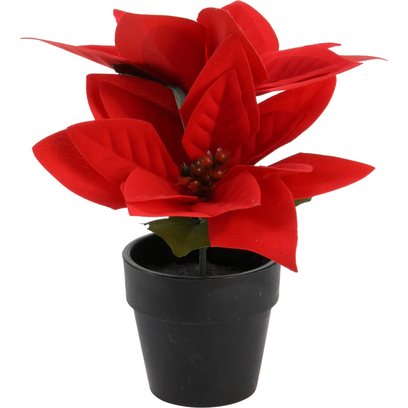 Home Styling Collection Umělá betlémská hvězda v květináči, výš, 18 cm, červená červená