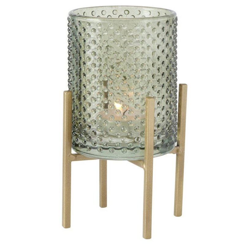 Boltze Home Svícen na čajovou svíčku BOLITO, zelené sklo, Ø 8 cm, vzor 1 zelená