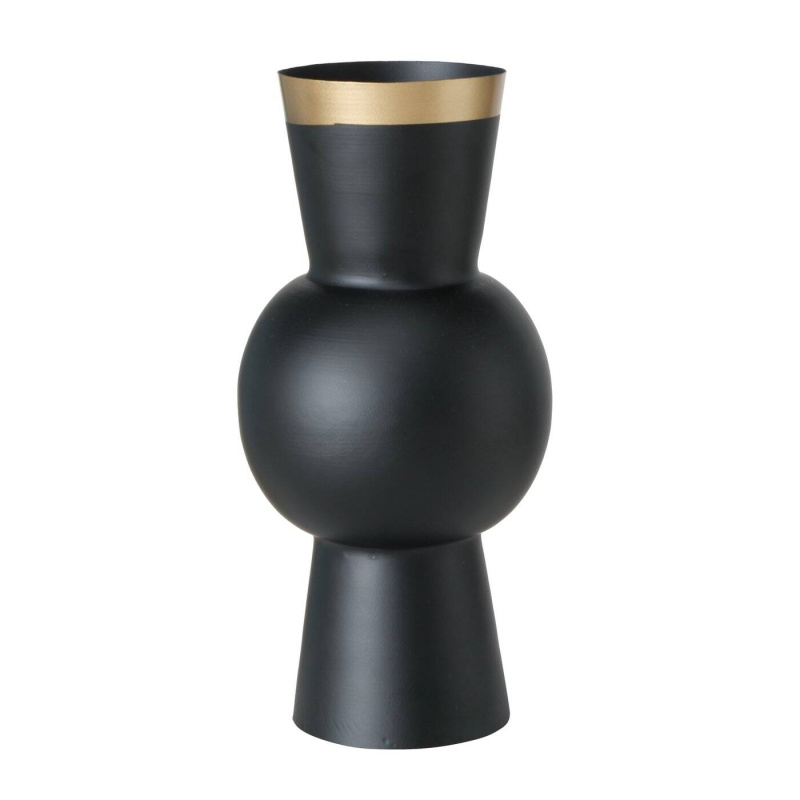 Boltze Home Váza VARNJO se zlatým zdobením, 30 cm, černá barva černá