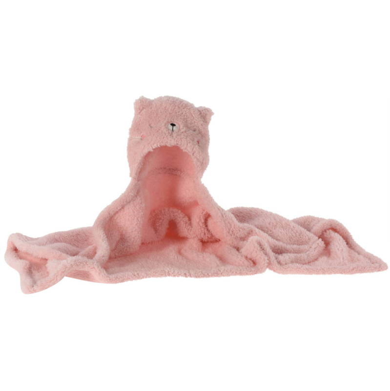 Home Styling Collection Deka s kapucí pro děti TEDDY, s ušima, 70 x 100 cm růžová