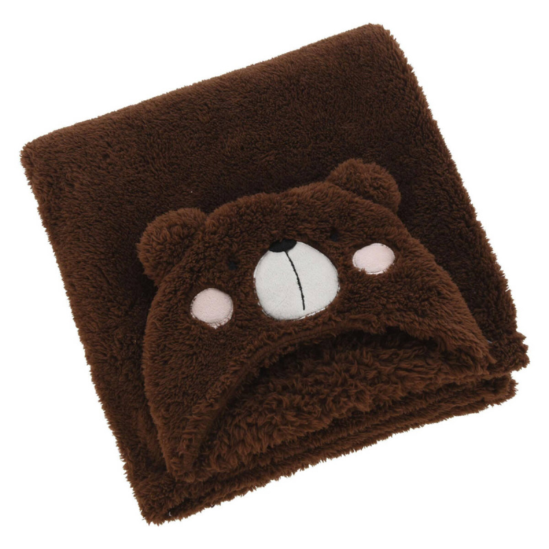 Home Styling Collection Deka s kapucí pro děti TEDDY, s ušima, 70 x 100 cm, hnědá hnědý