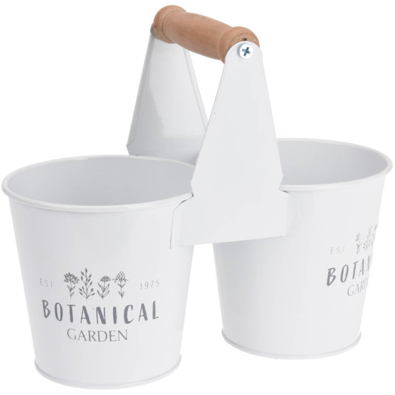 ProGarden Květináče na byliny BOTANICAL, dřevěný držák bílá