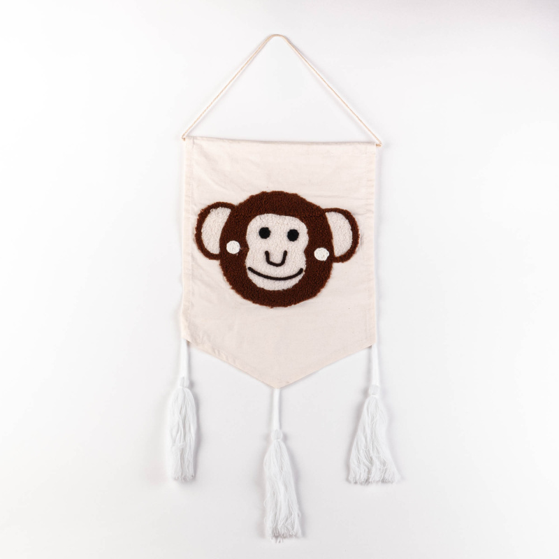 Home Styling Collection Dekorace do dětského pokoje, SAFARI, 70 x 37 cm, opice šedá
