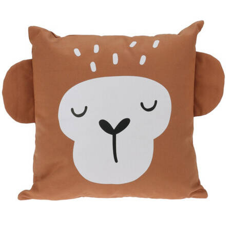 Home Styling Collection Dětský polštář s ušima SAFARI, bavlna, 40 x 40 cm, opice hnědý