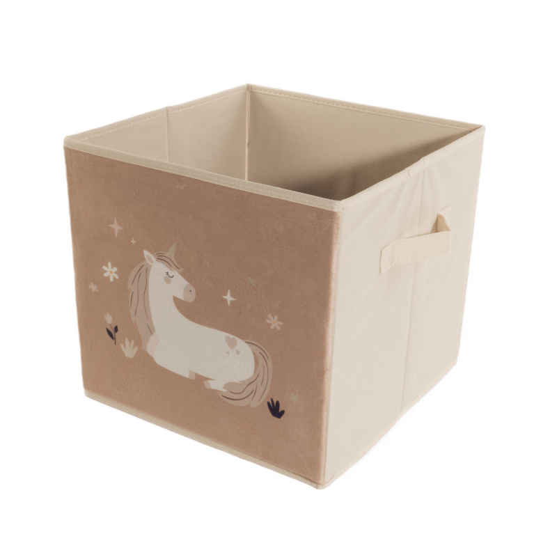 Home Styling Collection Úložný box na hračky, jednorožec, 32 x 32 x 30 cm béžová