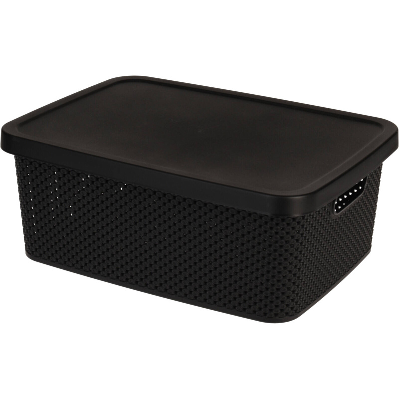 Storagesolutions Plastová krabice s uzavíratelným víkem, 13 l černá