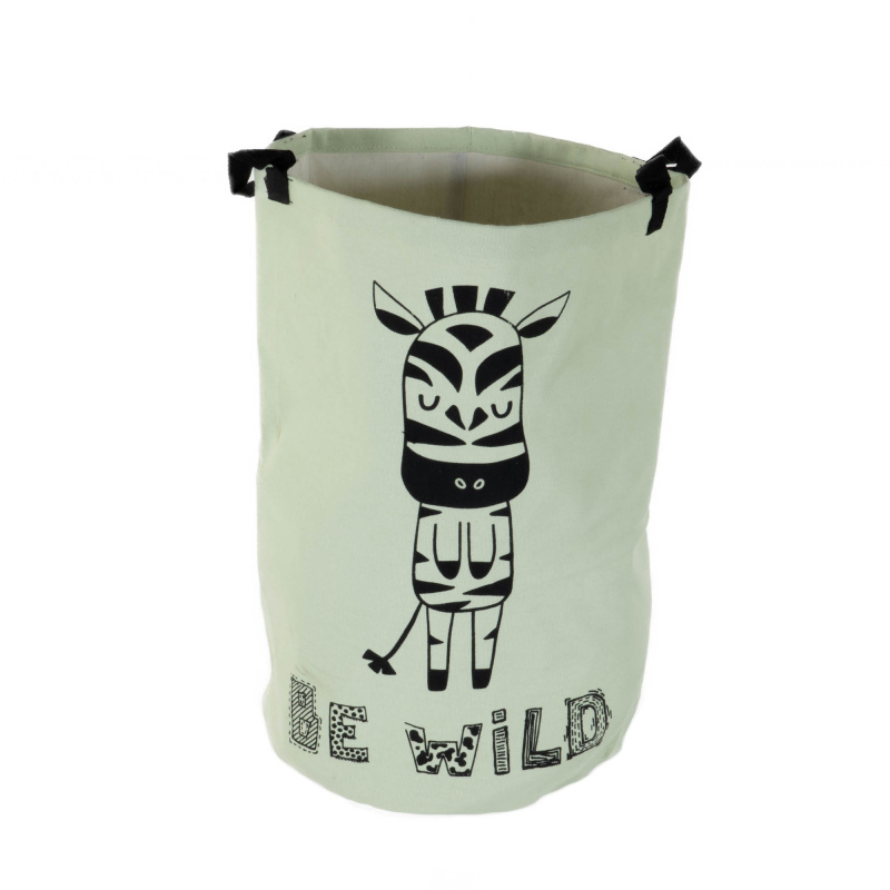 Storagesolutions Koš na hračky nebo špinavé prádlo SAFARI,Ø 30 cm, světle zelený, zebra zelený
