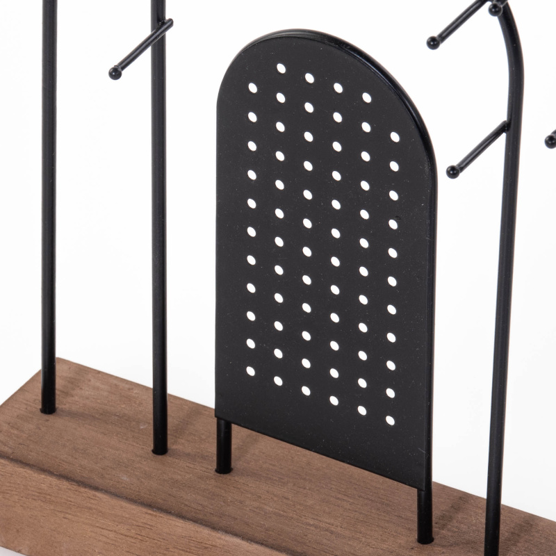 Home Styling Collection Kovový stojan na šperky, dřevěný podstavec, 18 x 4,5 cm, černý černá