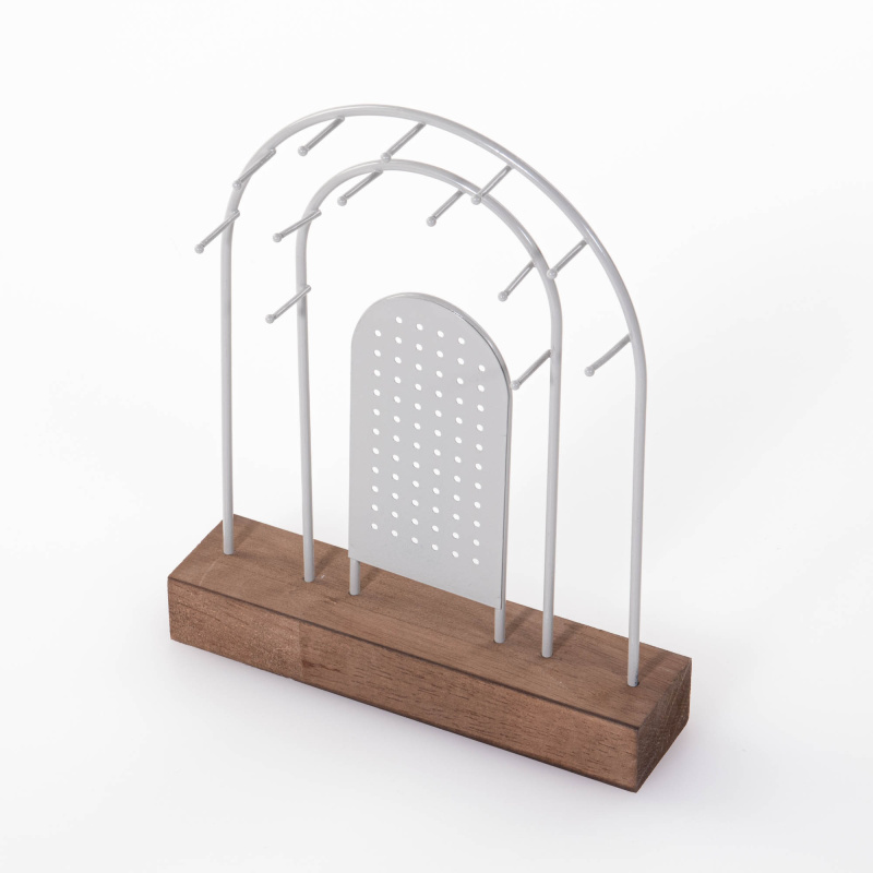 Home Styling Collection Kovový stojan na šperky, dřevěný podstavec, 18 x 4,5 cm, béžový béžová