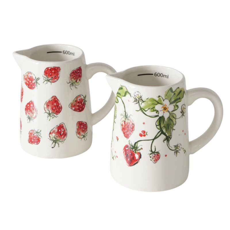 Boltze Home Keramický džbán STRAWBERRY, s motivem jahod, 500 ml červená
