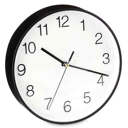 Giftdecor Nástěnné kulaté hodiny, s tichým mechanismem, Ø 20 cm, černý rám černá