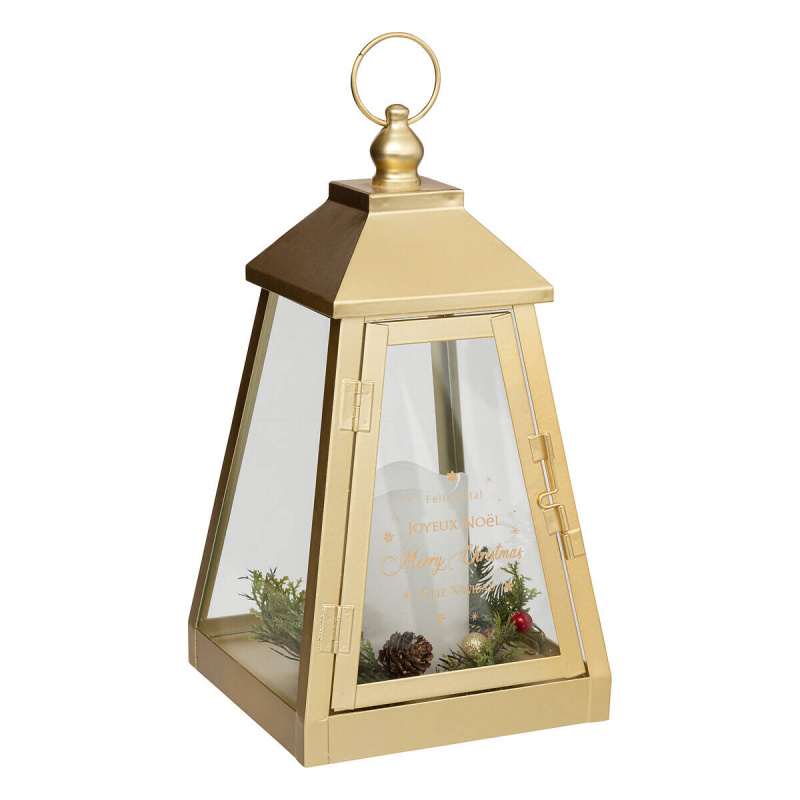 Atmosphera Kovová lucerna se svíčkou LED, 32 x 17 cm zlatý