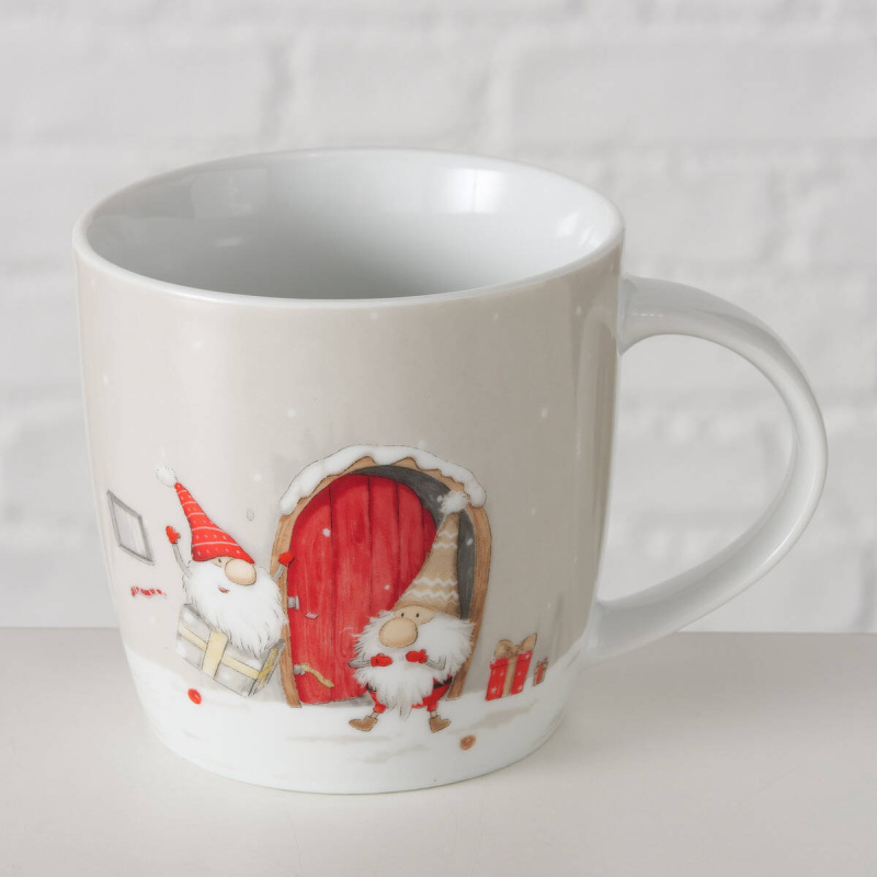 Boltze Home Hrnek se skřítky FIETE, 330 ml, porcelánový béžová