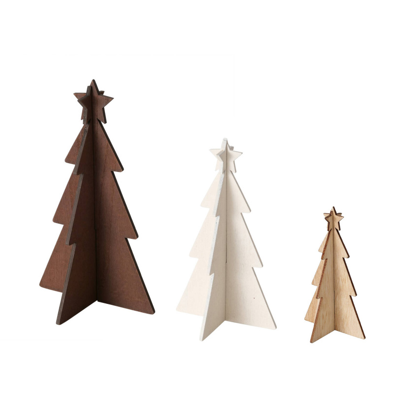 Boltze Xmas Dekorativní vánoční stromky z překližky KARL, 12-25 cm, 3 ks vícebarevná