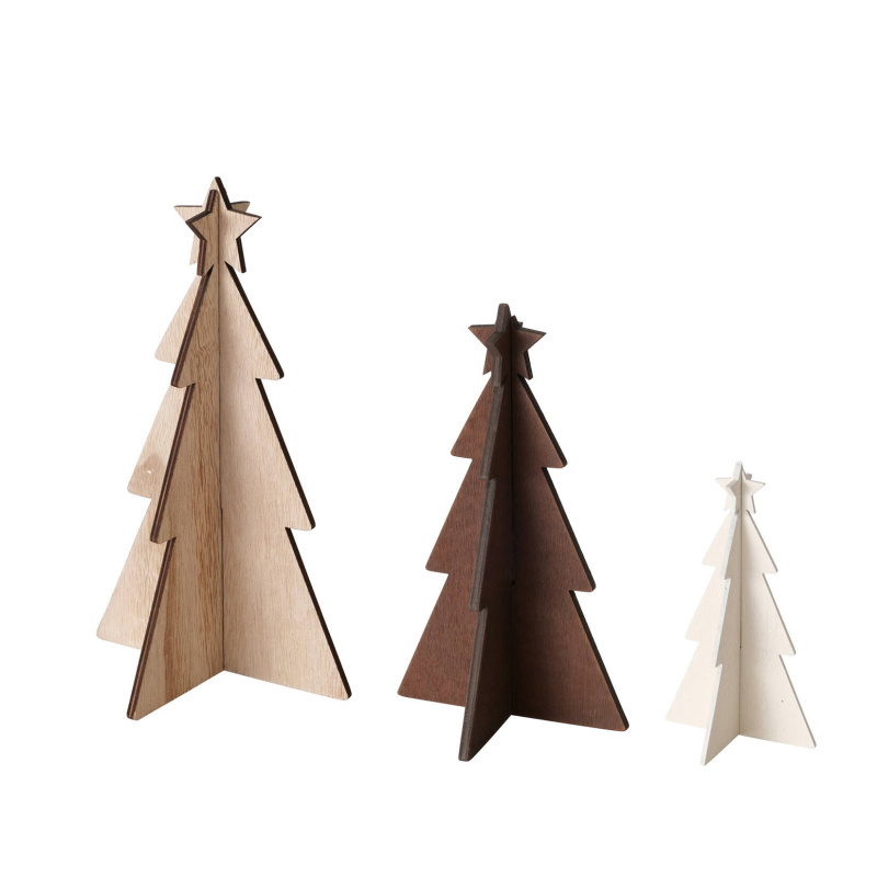 Boltze Xmas Dekorativní vánoční stromky z překližky KARL, 12-25 cm, 3 kusy vícebarevná