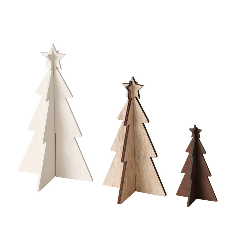 Boltze Xmas Dekorativní vánoční stromky z překližky KARL, 12-25 cm, 3 kusy různých odstínů vícebarevná