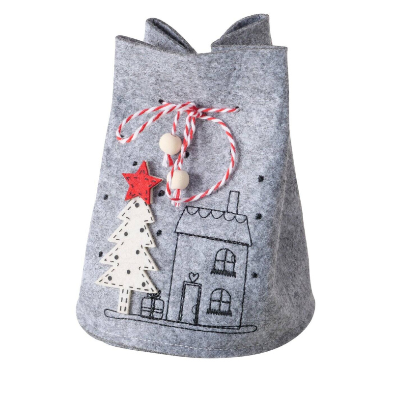 Boltze Home Pytlík na dárky z tuhého materiálu JOY, výš, 14,5 cm šedá