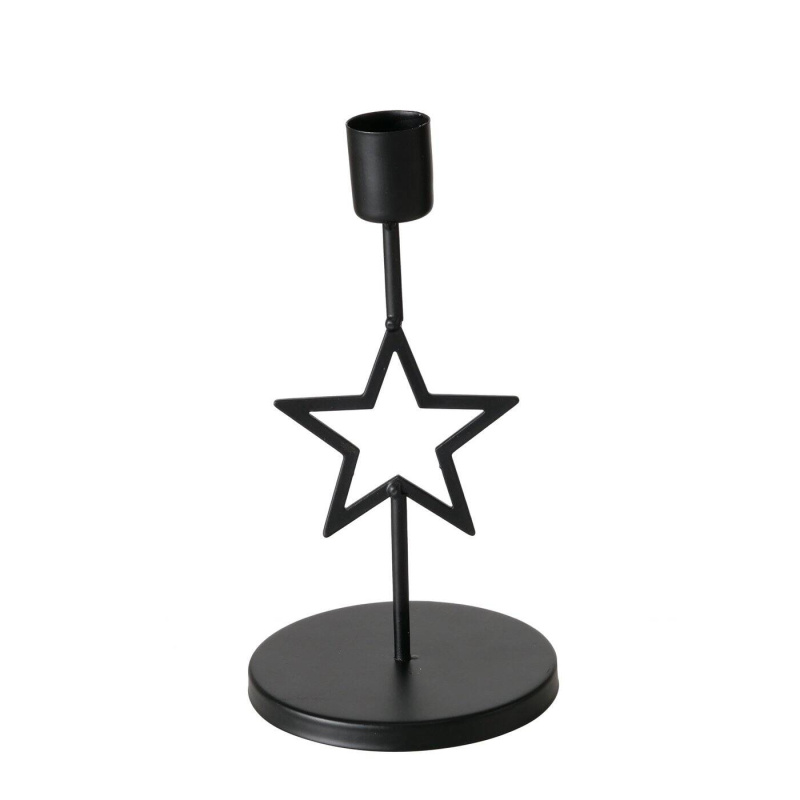 Boltze Xmas Kovový svícen na jednu svíčku NORGA, výš, 17 cm černá