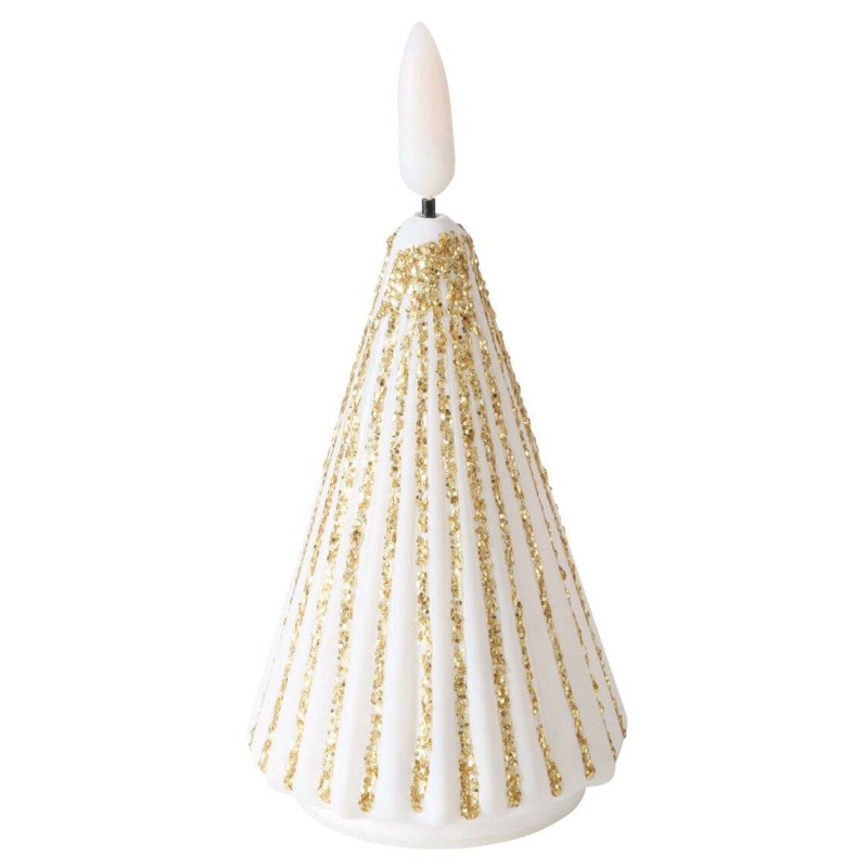 Boltze Home Svíčka ve tvaru vánočního stromečku s úmělým plamenem TORIS, 12 cm zlatá
