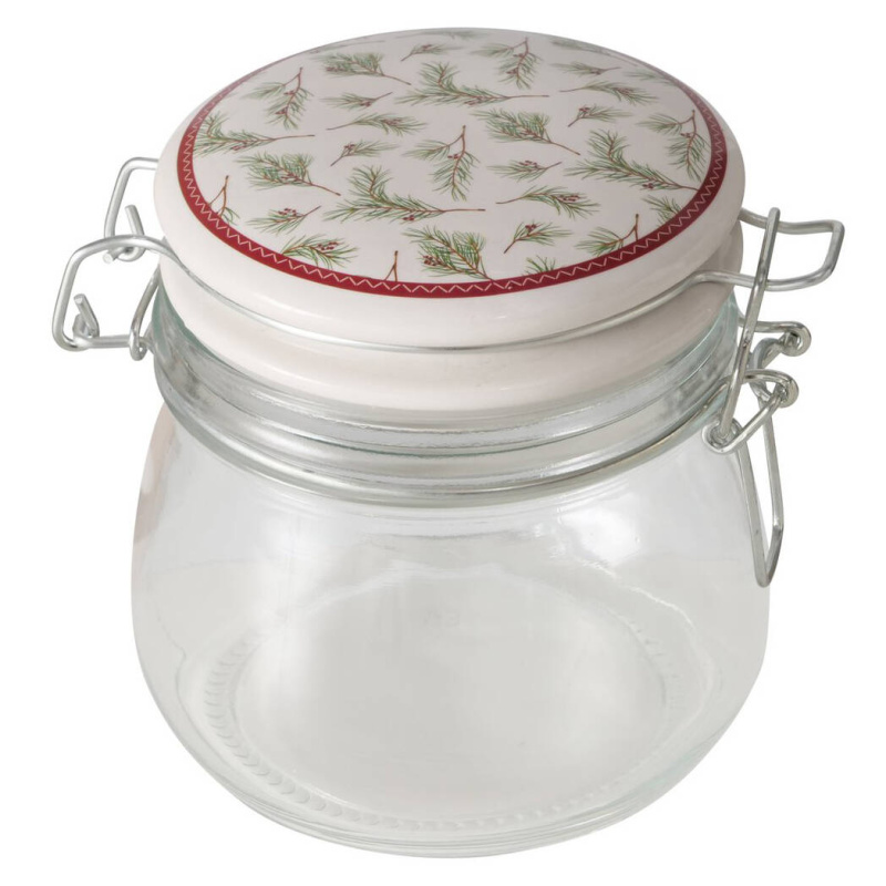 Boltze Home Dóza s porcelánovým víkem CHARLENE, 450 ml transparentní