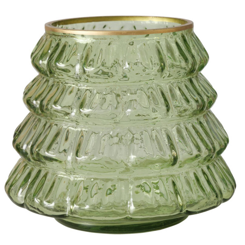 Boltze Home Skleněný svícen TIWA, výš, 11,5 cm, světle zelená barva zelená