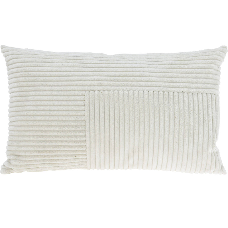 Home Styling Collection Dekorační polštář s manšestrovým patchworkem na přední straně, 30 x 50 cm bílá