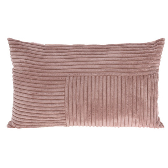 Home Styling Collection Dekorační polštář s manšestrovým patchworkem na přední straně, 30 x 50 cm růžová