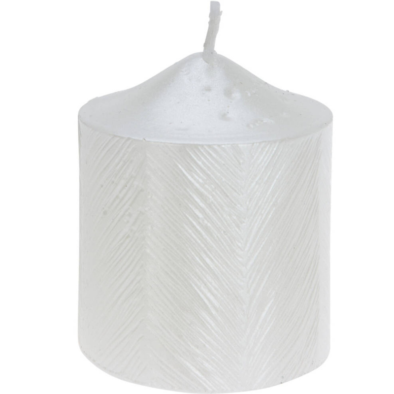 Home Styling Collection Dekorační svíčka s metalickým vzorem, 5 x 6 cm bílá