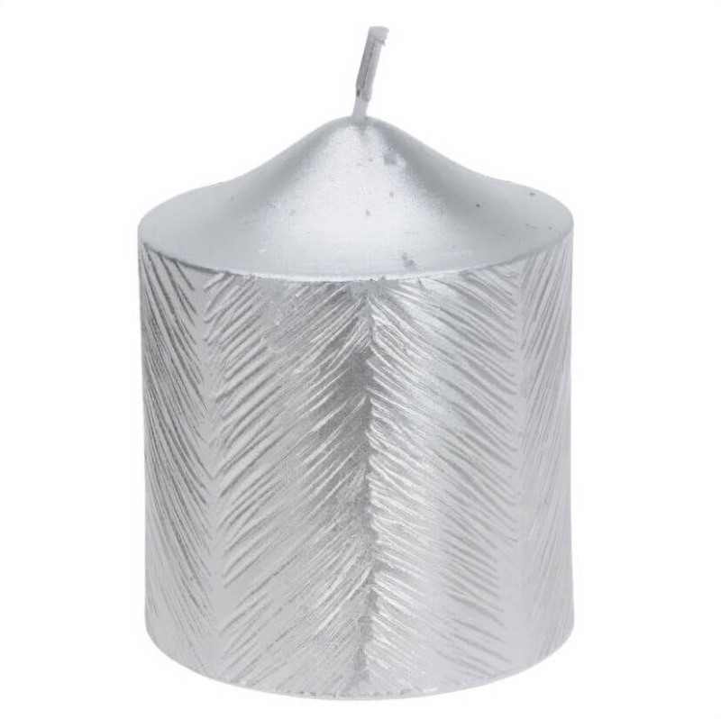Home Styling Collection Dekorační svíčka s metalickým vzorem, 5 x 6 cm stříbrná