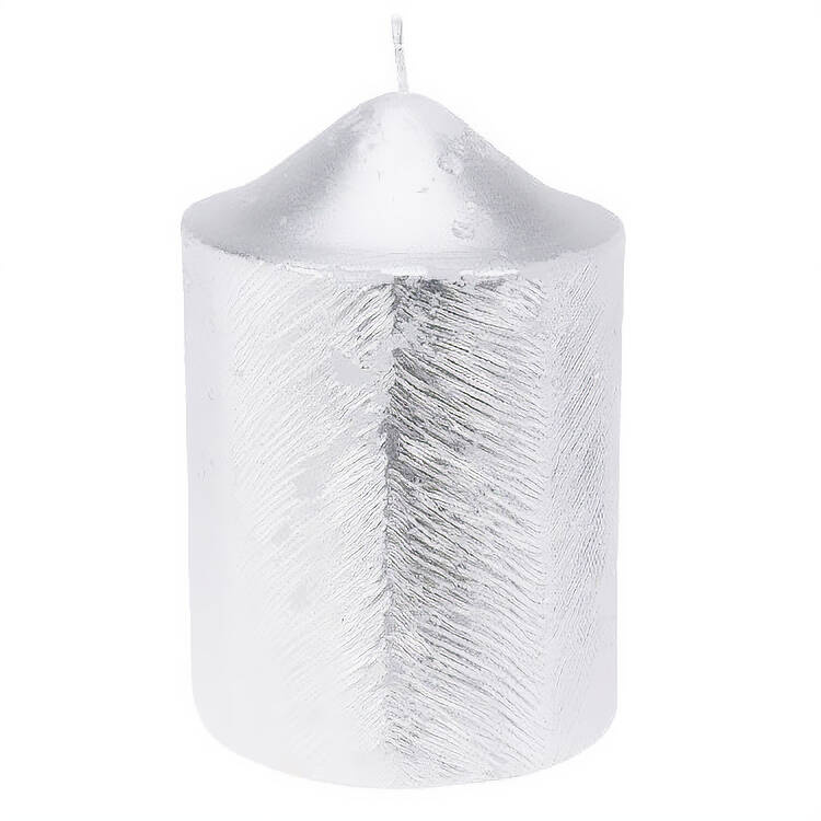 Home Styling Collection Dekorační svíčka s metalickým vzorem, 7 x 10 cm stříbrná